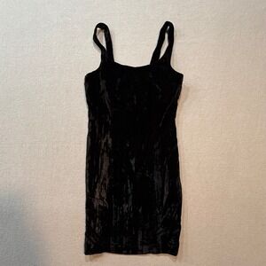 Vintage Guess Collection Black Crushed Velvet Y2K Party Mini Slip Dress Women  2